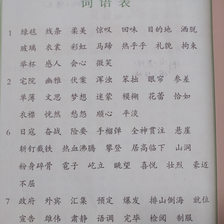 六上语文词语表